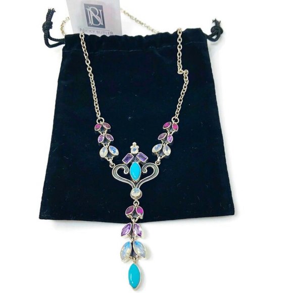 🌟NICKY BUTLER Turquoise Moonstone 8.4CT Sterling Silver Necklace Brand NEW - Picture 7 of 16